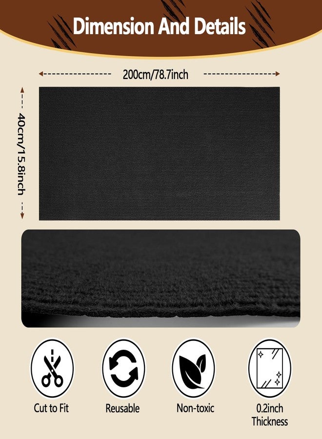 WAWINY Cat Scratch Furniture Protector, 78.7"x15.8" Self Adhesive Cat Scratch Mat Pad,Cut to Fit DIY Replacement Carpet for Tree,Wall,Bed,Door, Couch Protector (Black) - Image 3